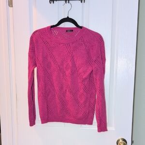 Splash Pink Open-Knit Scoop Crew Sweater